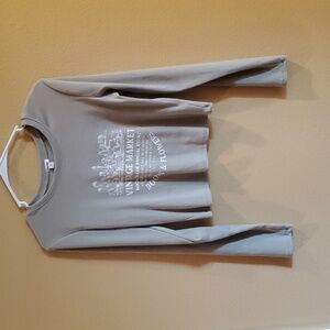 Garage Crop Kimmy Graphic Long Sleeve Crewneck Top Vintage Market Sage Green